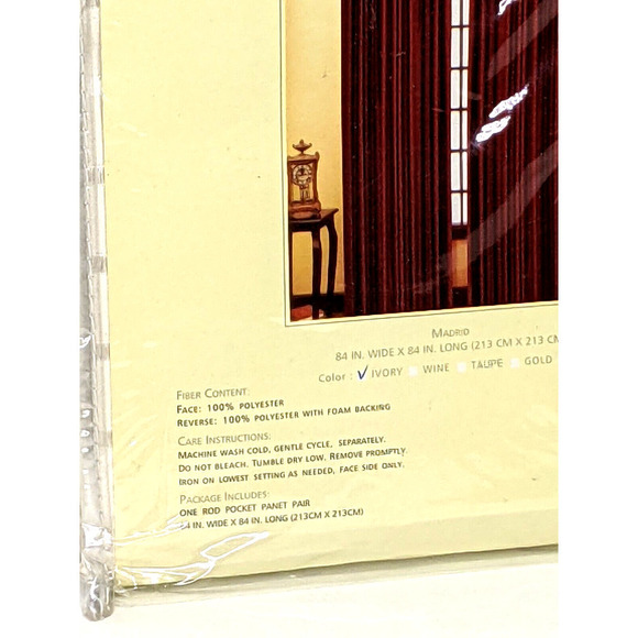 Pair Curtain Panels Ivory Diamond 84 x 84" Energy Saving New in Package - Picture 3 of 3